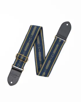 PANLIPI Manila Gitarrengurt, Navy Blue Yellow, handgemacht