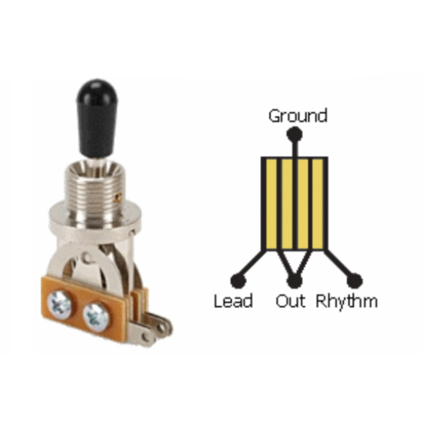3 way Switch, Les Paul Style, 3 Weg Schalter, schwarzer Knopf