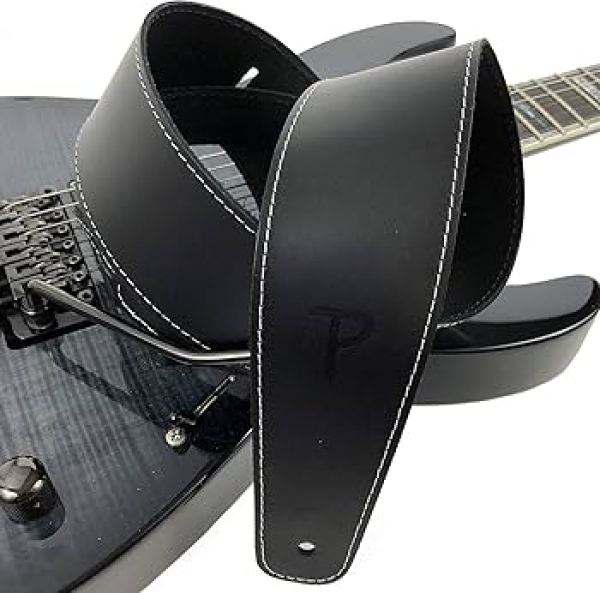 Perries Gitarrengurt, SP25S-7048, schwarz, Echt Leder
