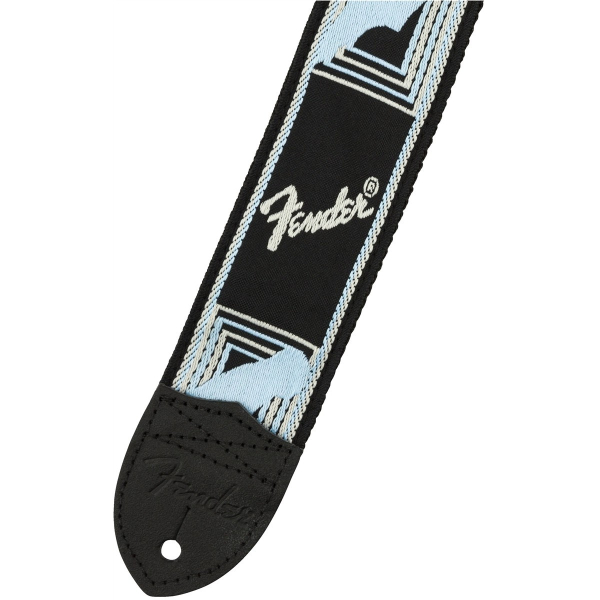 Fender Monogrammed Strap, Black/Light Grey/Blue, Gitarrengurt