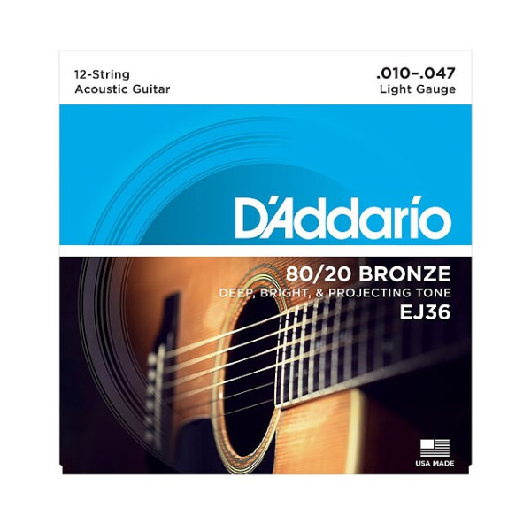 D`Addario EJ38 12-saitiger Saitensatz Westerngitarre 010er Phosphor Bronze