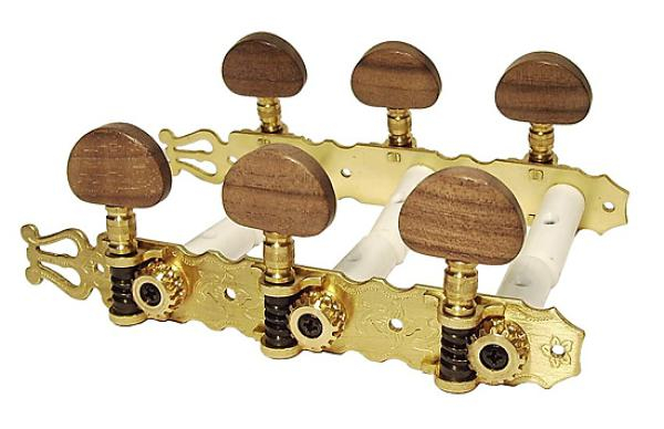 Mechanik für Konzertgitarre, Holzknebel, Farbe Gold